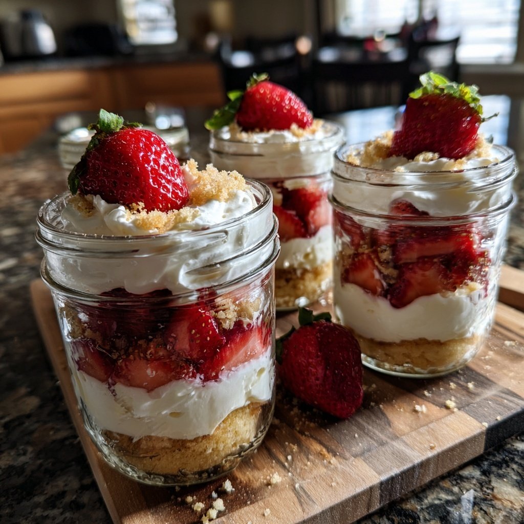 Layered Strawberry Shortcake Jars