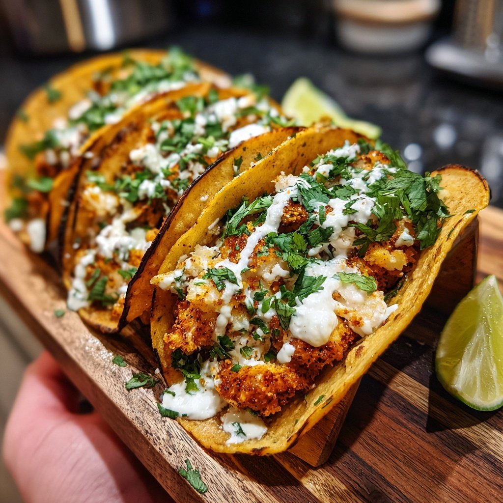 Fish Tacos with Lime Crema