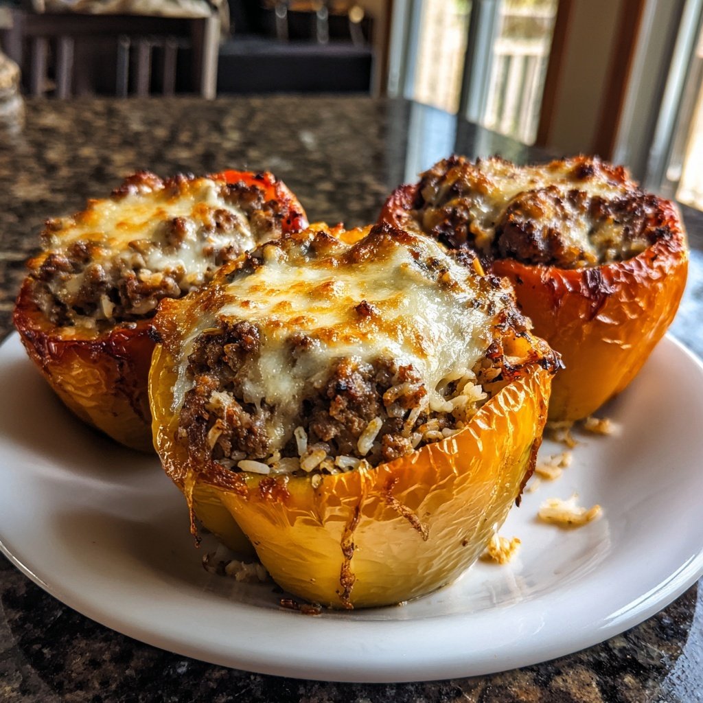 Stuffed Peppers Beef Rice Cheese