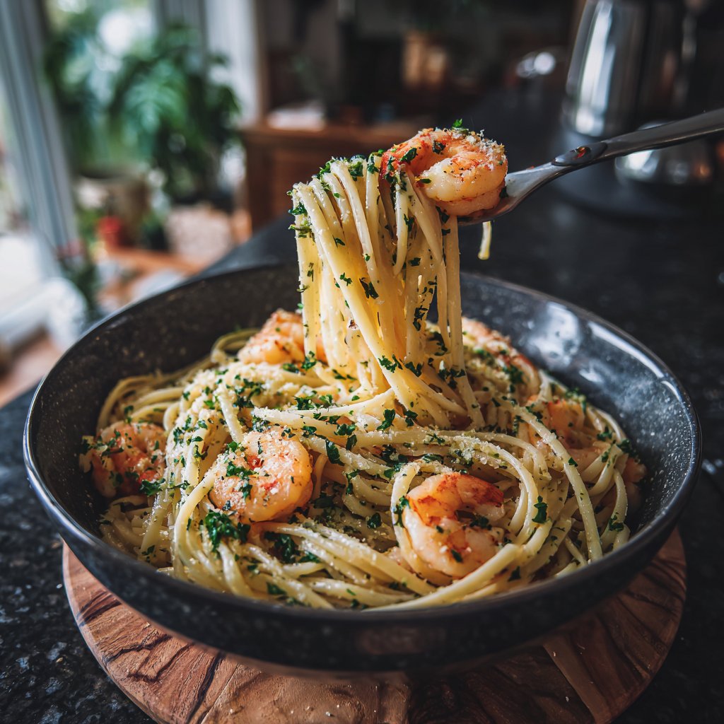 Garlic Shrimp Linguine Delight