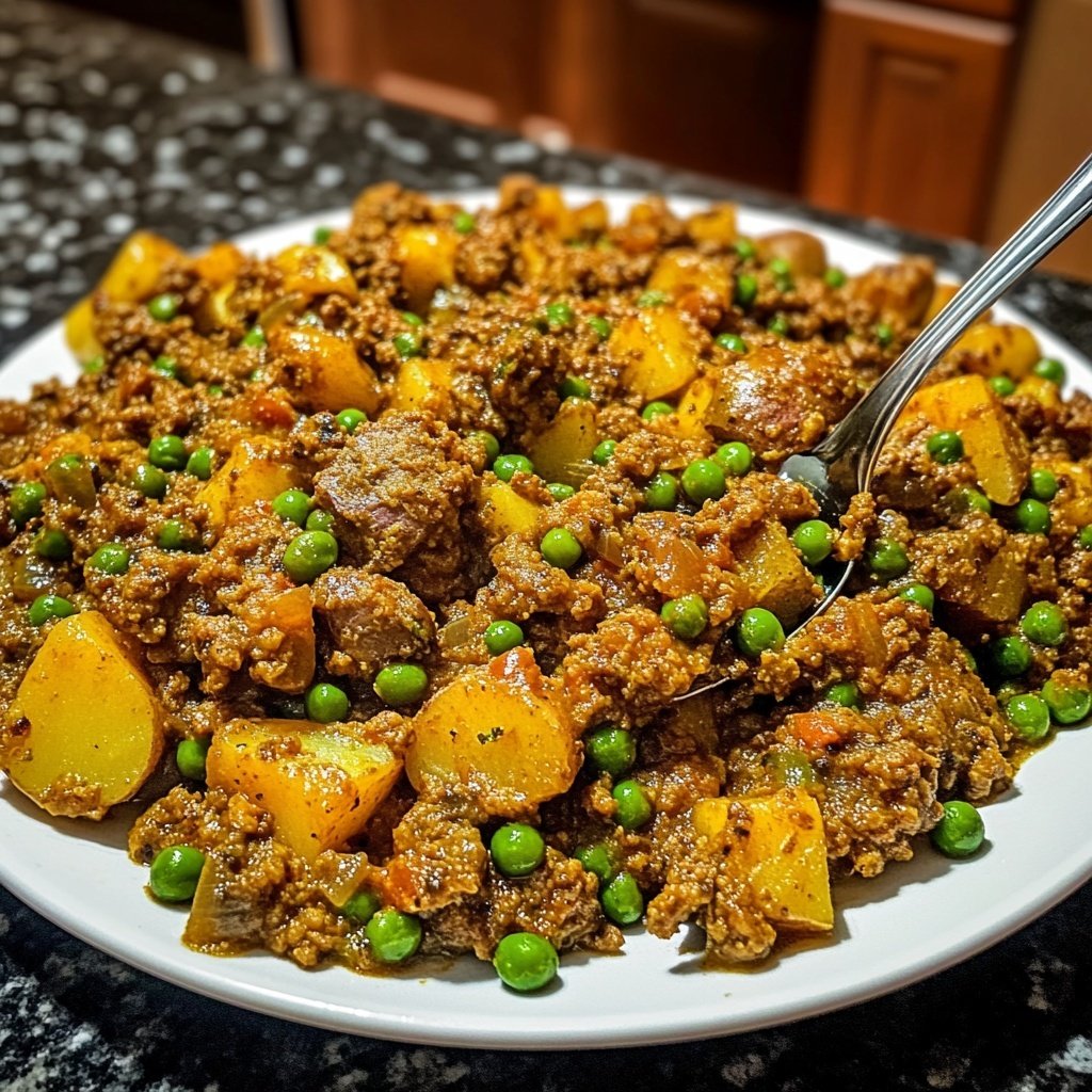 Lamb Keema with Potatoes and Peas