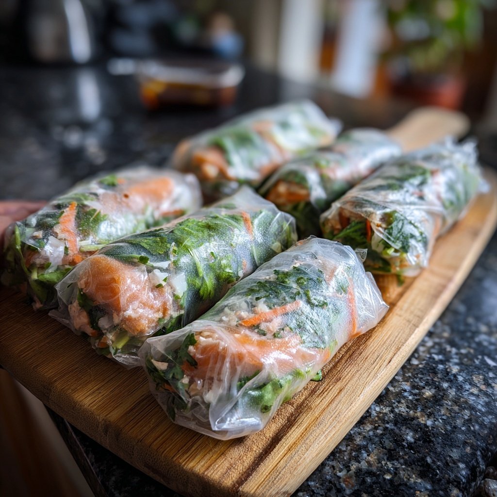 Salmon and Rice Paper Rolls