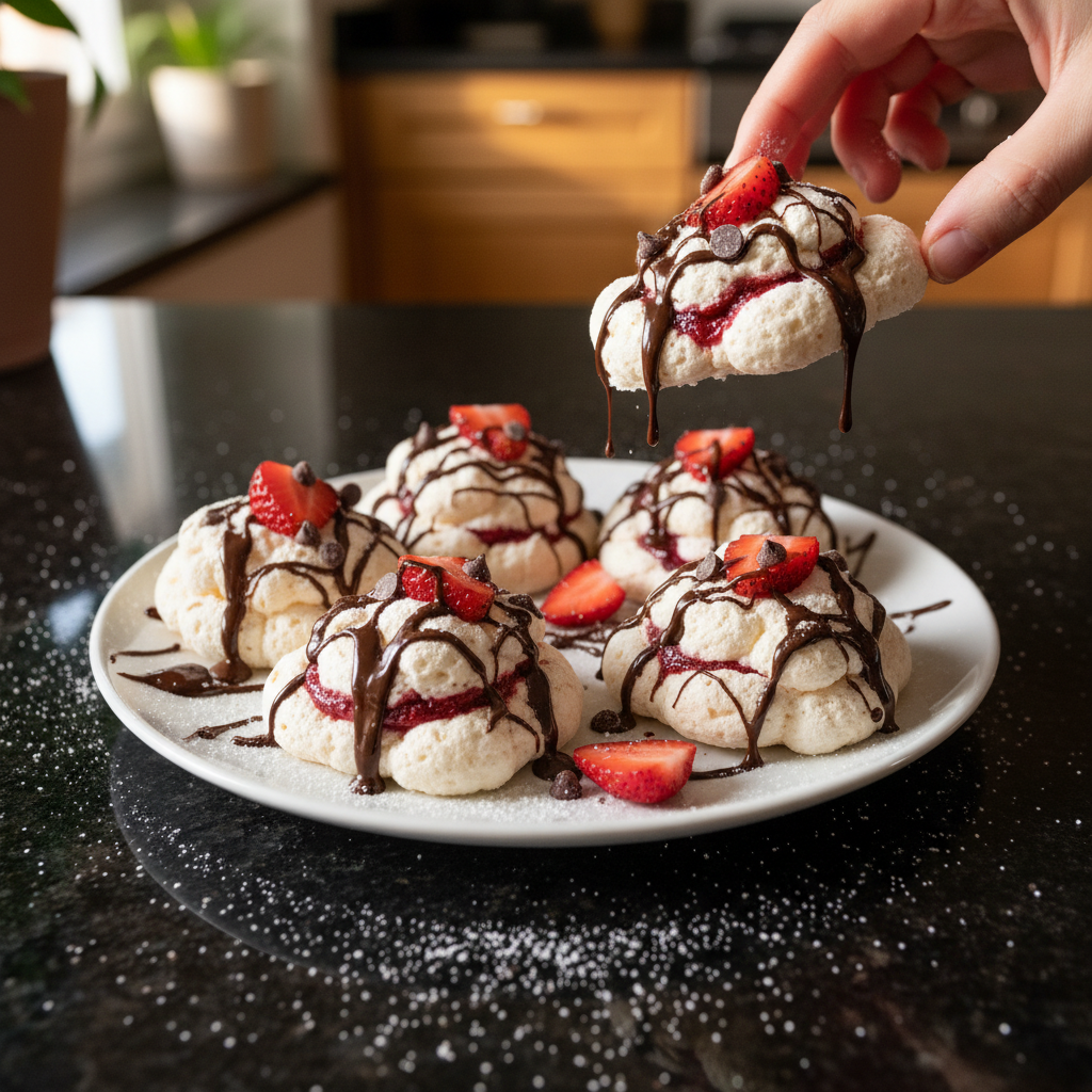 Chocolate Strawberry Meringue Kisses