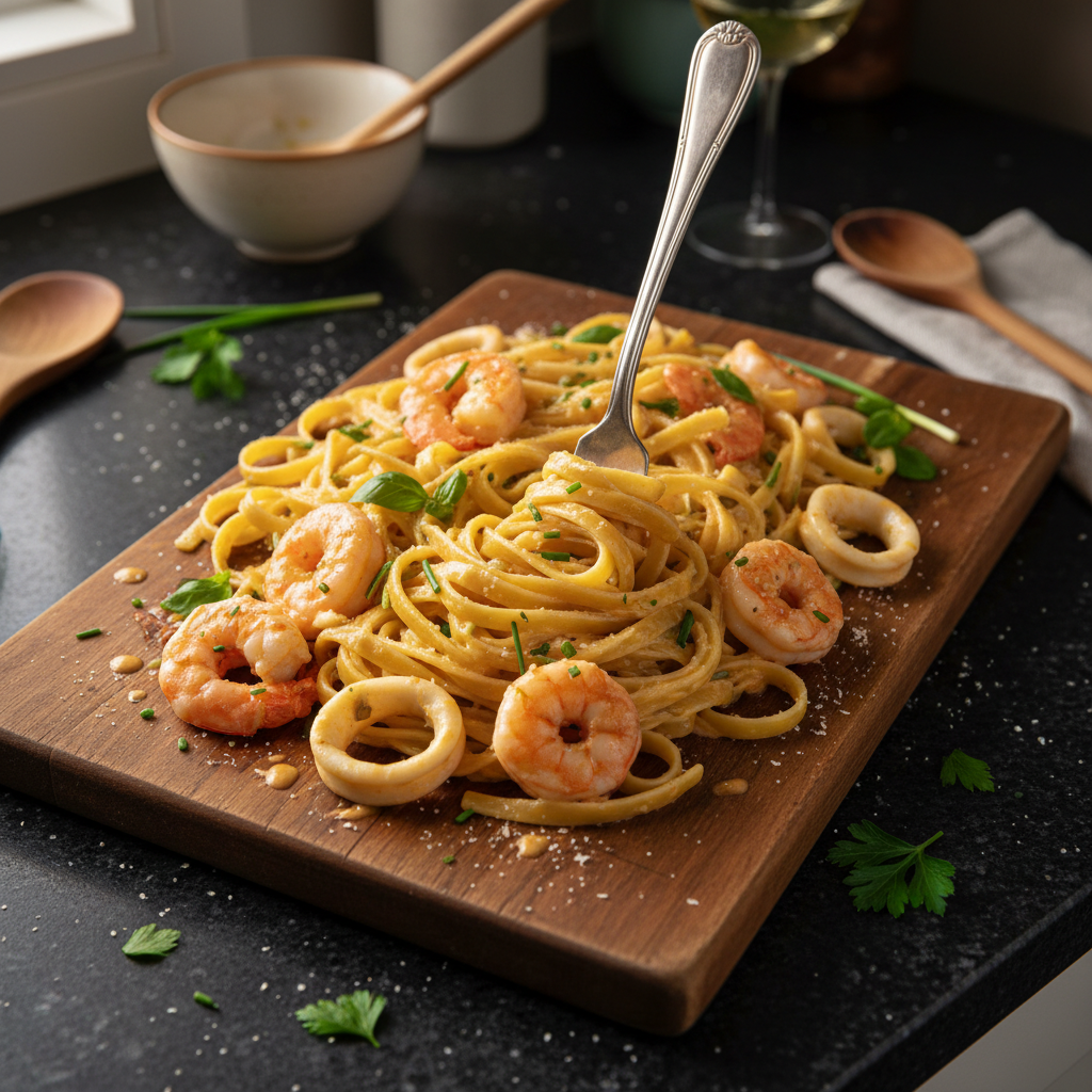 Romantic Seafood Pasta Dish