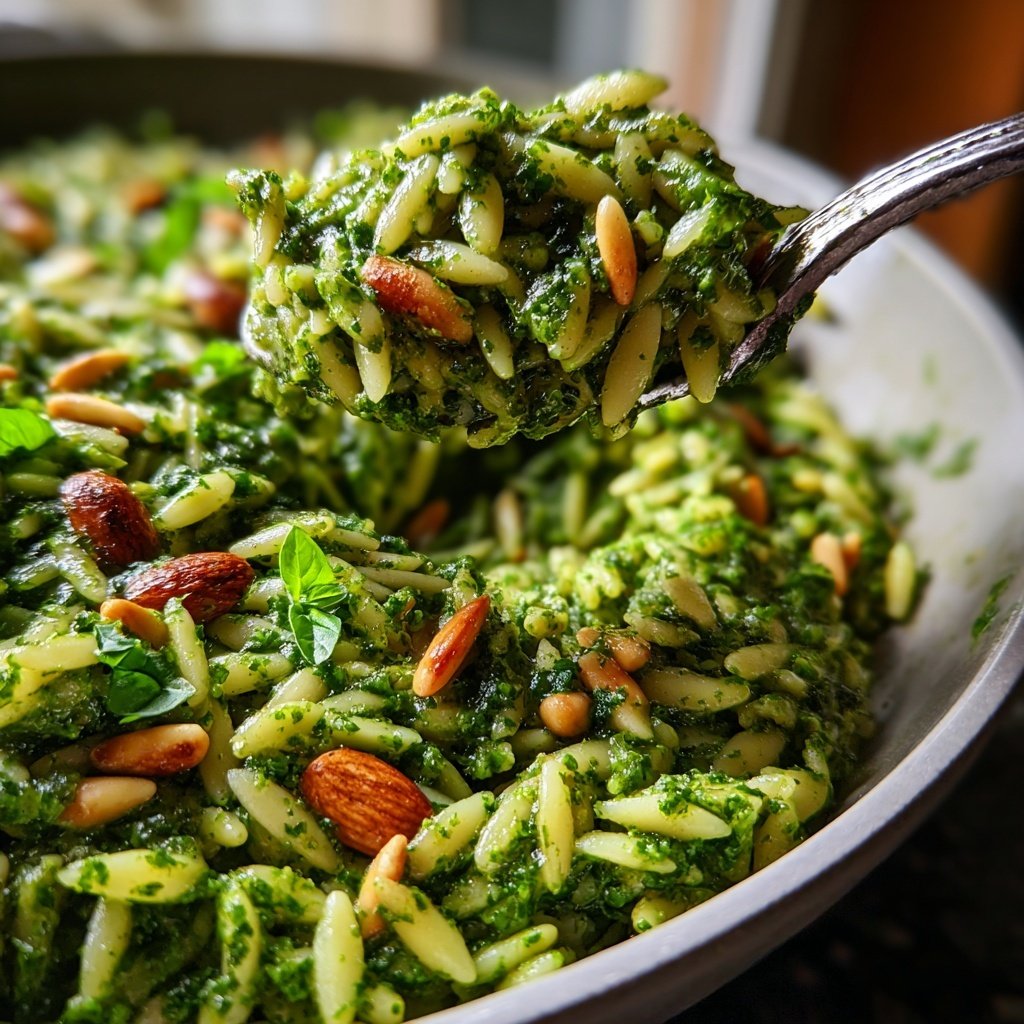 Kale Pesto Orzo Skillet