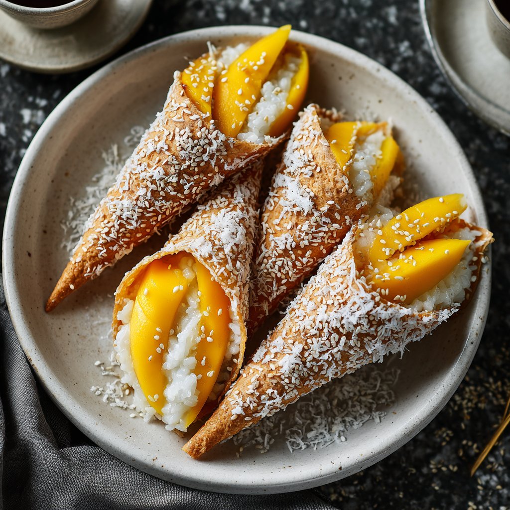 Mango Sticky Rice Spring Cones