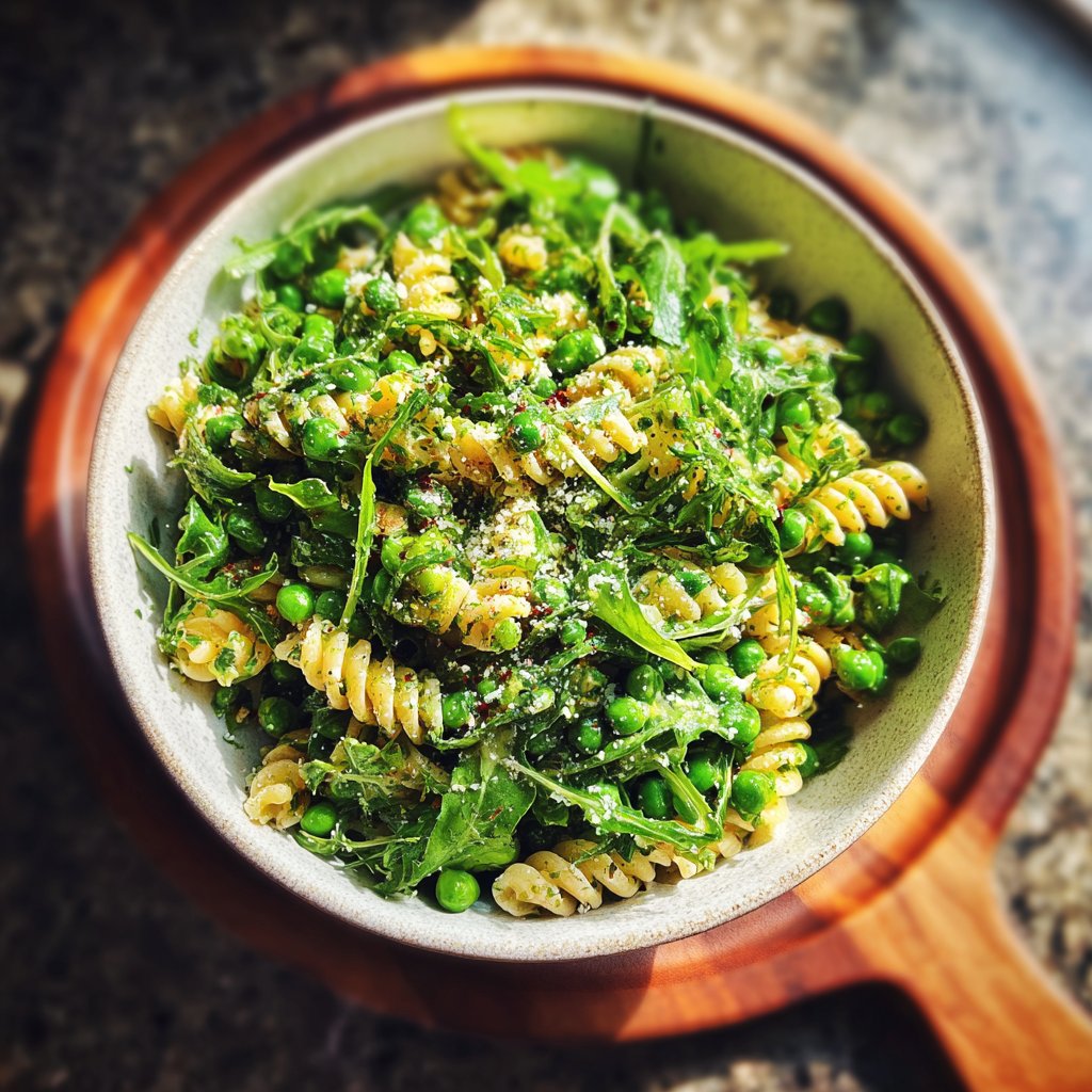 Arugula and Pea Pasta Salad