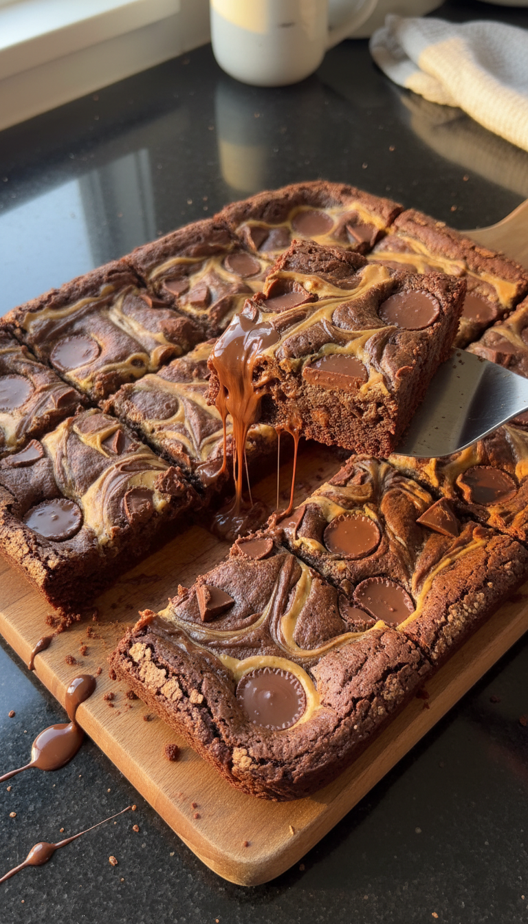 Peanut Butter Cup Sourdough Brownies
