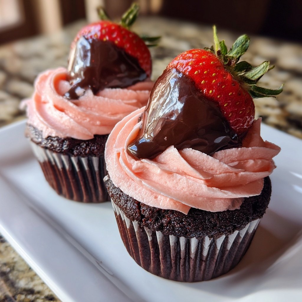 Chocolate Covered Strawberry Cupcakes