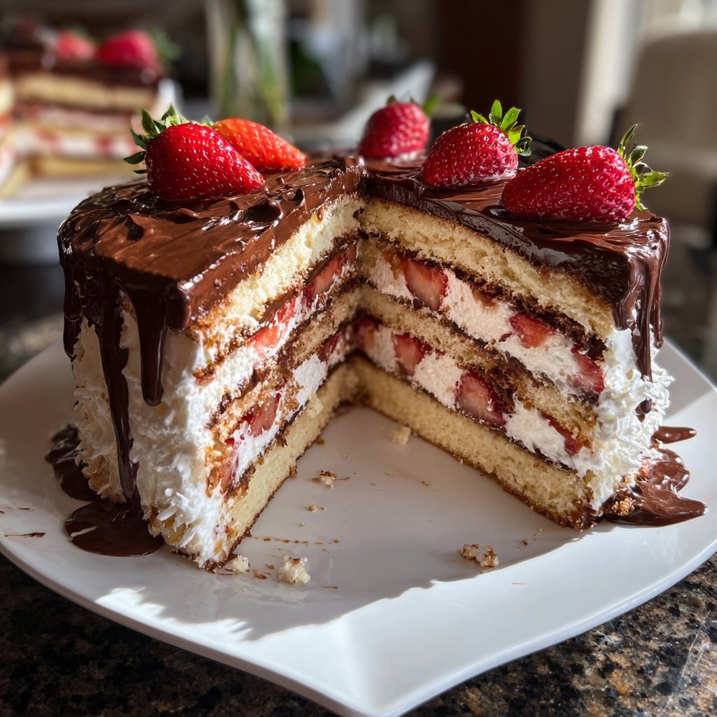 Chocolate Strawberry Shortcake Layer Cake