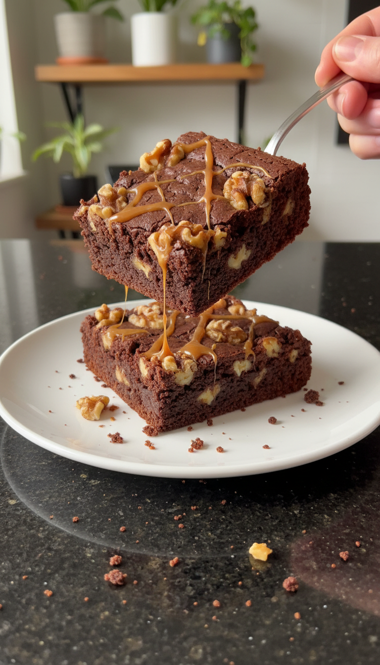 Nutty Caramel Sourdough Brownies