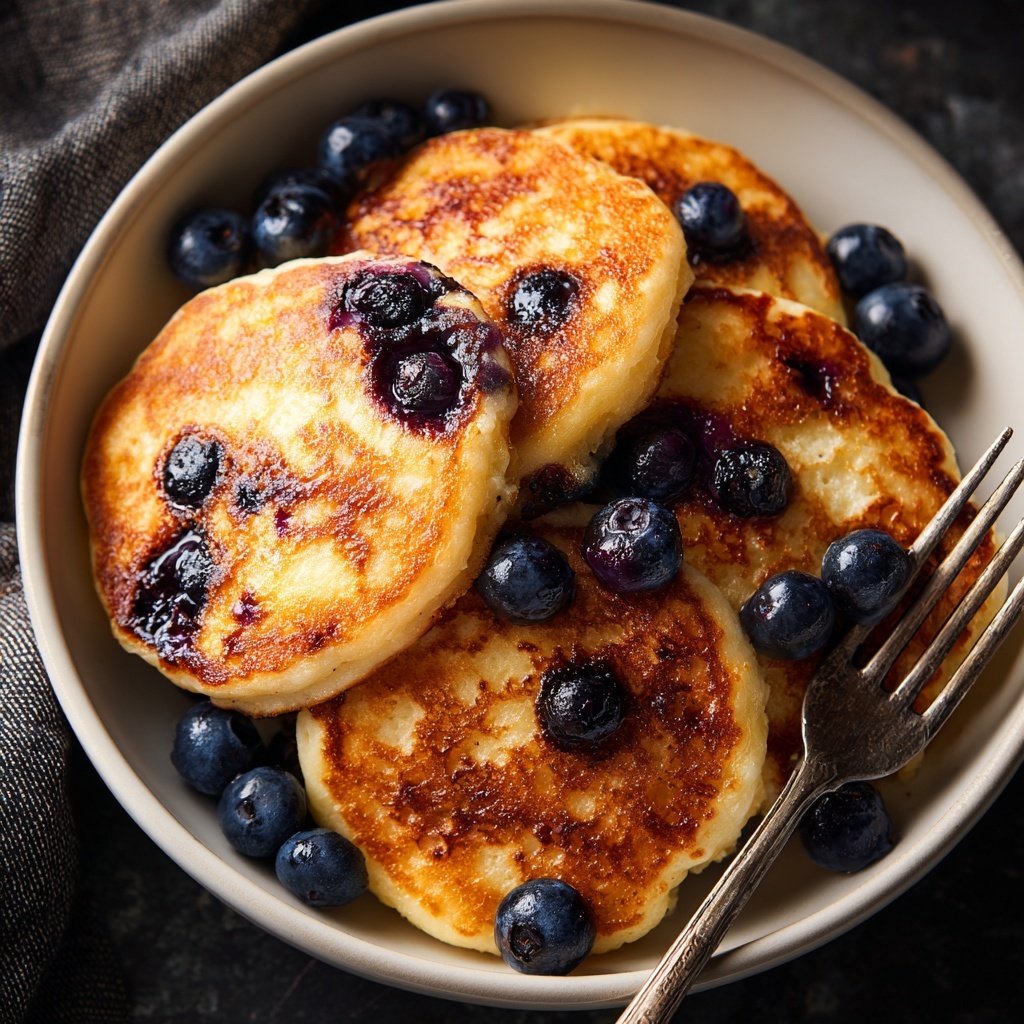 Cottage Cheese Pancakes with Blueberries