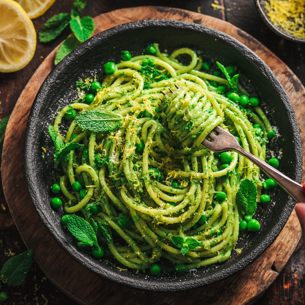 Pea and Mint Pasta Twirl