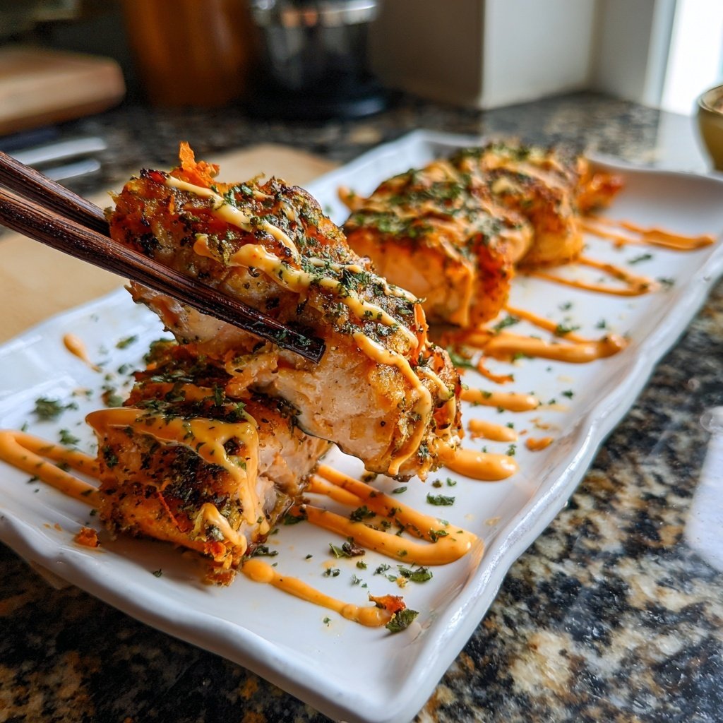 Bang Bang Salmon with Cucumber Salad