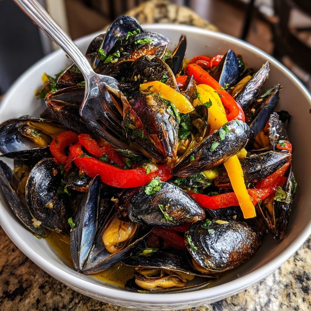 Steamed Mussels with Peppers