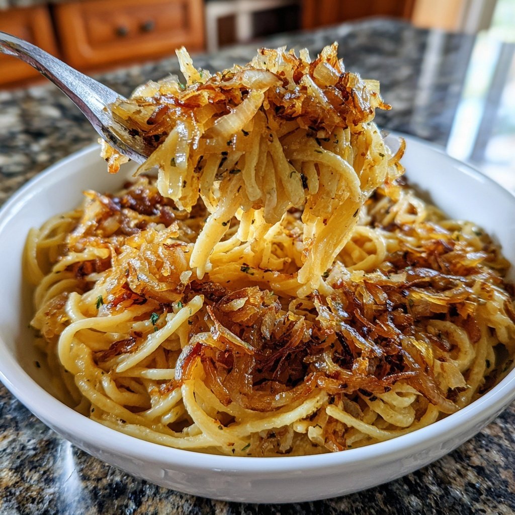 Caramelized Onion Pasta with Garlic
