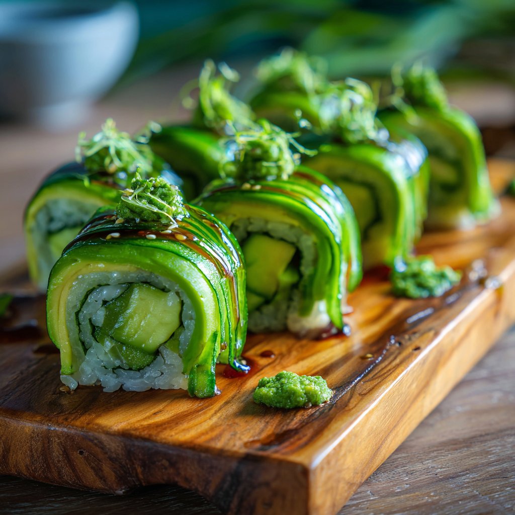 Cucumber Avocado Sushi Rolls