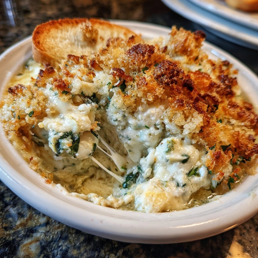 Spinach Artichoke Dip with Breadcrumbs